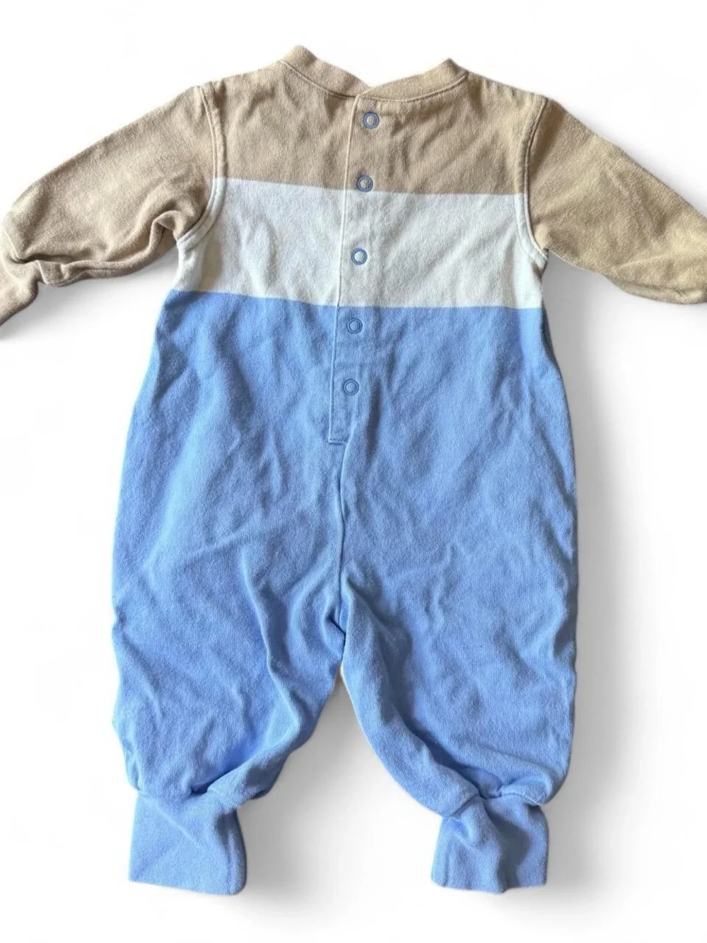 Vintage Gymboree Blue and Tan Colorblock Bicycle Footie